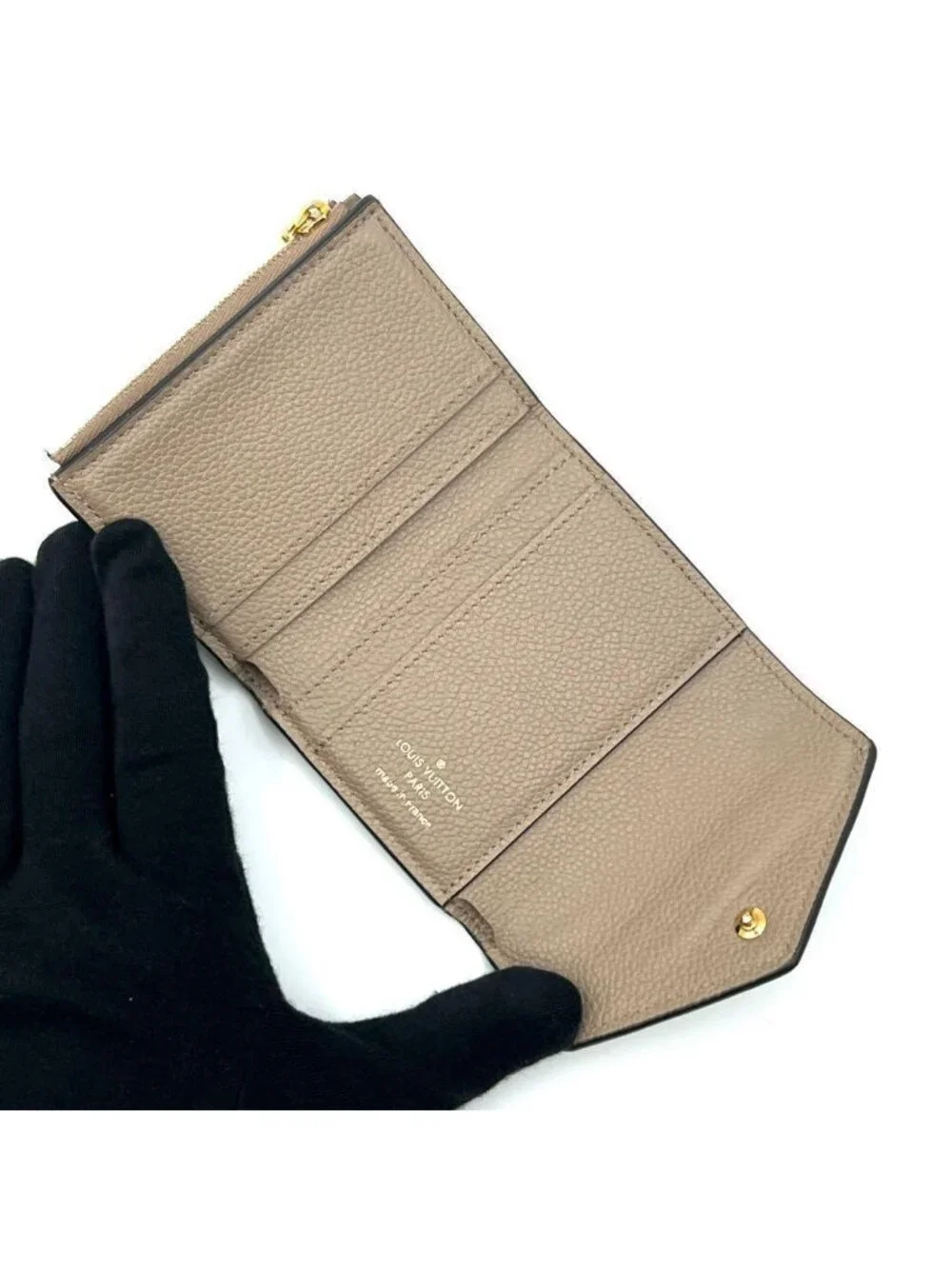 Louis Vuitton Monogram Empreinte Zoe Trifold Wallet Tourterelle